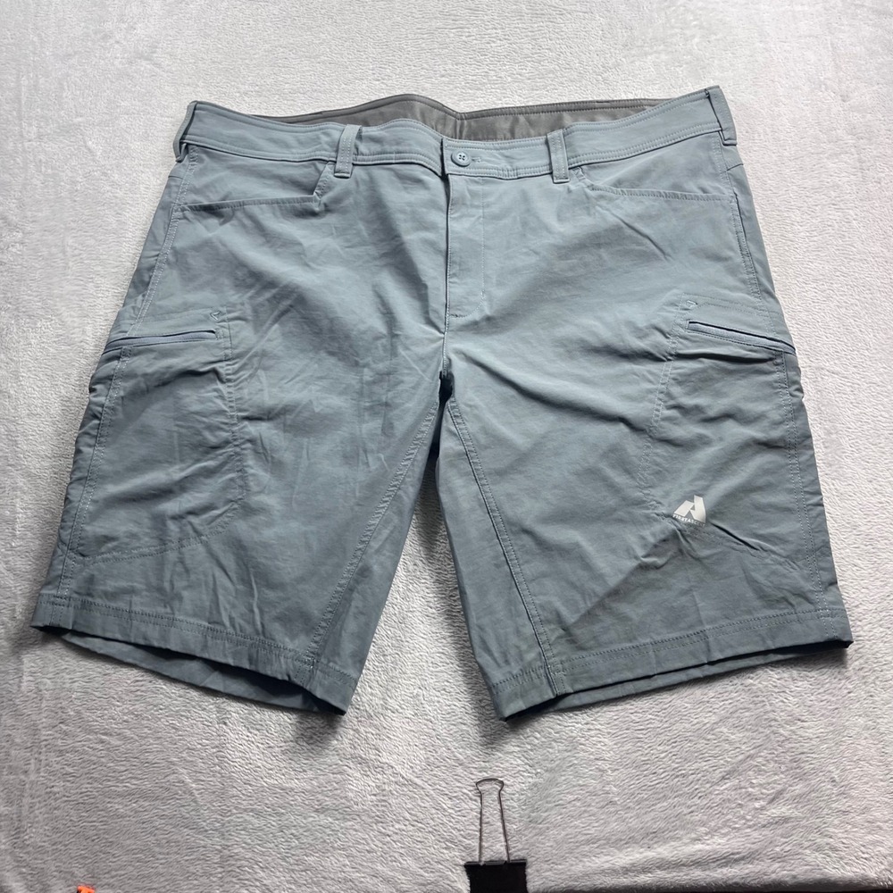 Eddie Bauer First Ascent Mens 44 Gray Blue Guide Hiking Cargo Shorts Outdoor